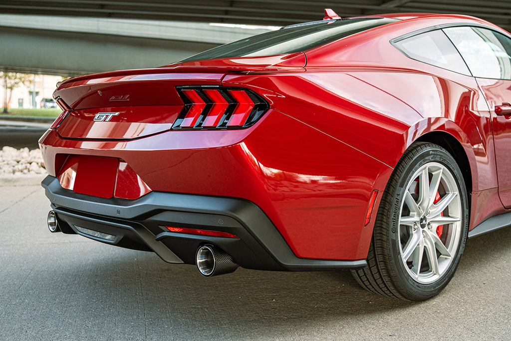 Corsa Performance 3.0 Inch Dual Rear Exit Cat-Back Exhaust System with 4.5 Inch Straight Cut Carbon Fiber Tips Xtreme Sound Level 24-25 Ford Mustang GT Coupe (21251CF)