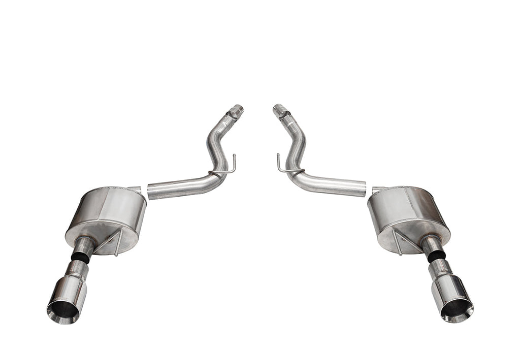Corsa Performance 3.0 Inch Dual Rear Exit Axle-Back Exhaust System with 4.5 Inch Polished Straight Cut Tips Sport Sound Level 24-25 Ford Mustang GT Coupe (21253)
