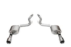 Corsa Performance 3.0 Inch Dual Rear Exit Axle-Back Exhaust System with 4.5 Inch Polished Straight Cut Tips Sport Sound Level 24-25 Ford Mustang GT Coupe (21253)