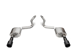 Corsa Performance 3.0 Inch Dual Rear Exit Axle-Back Exhaust System with 4.5 Inch Straight Cut Carbon Fiber Black Tips Sport Sound Level 24-25 Ford Mustang GT (21253CFBLK)