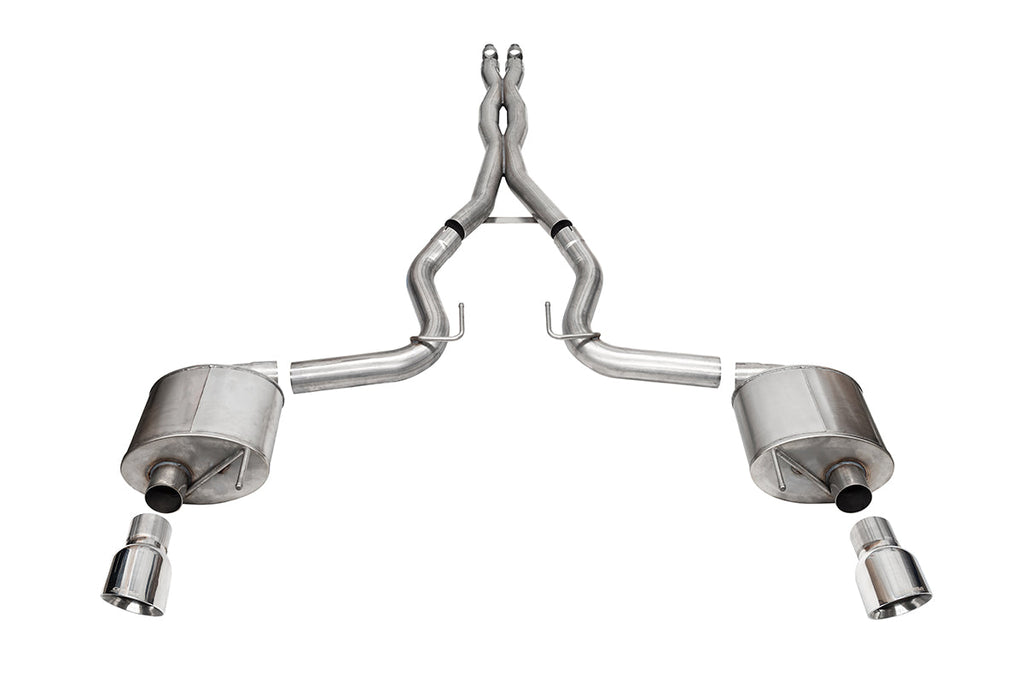 Corsa Performance 3.0 Inch Dual Rear Exit Cat-Back Exhaust System with 4.5 Inch Polished Pro Series Tips 24-25 Ford Mustang GT Coupe (21254)