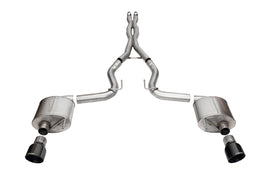 Corsa Performance 3.0 Inch Dual Rear Exit Cat-Back Exhaust System with 4.5 Inch Black PVD Pro Series Tips Sport Sound Level 24-25 Ford Mustang GT (21254BLK)