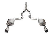 Load image into Gallery viewer, Corsa Performance 3.0 Inch Dual Rear Exit Cat-Back Exhaust System with 4.5 Inch Polished Straight Cut Tips Sport Sound Level 24-25 Ford Mustang GT Coupe (21255)