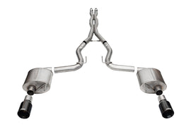 Corsa Performance 3.0 Inch Dual Rear Exit Cat-Back Exhaust System with 4.5 Inch Black PVD Straight Cut Tips Sport Sound Level 24-25 Ford Mustang GT (21255BLK)