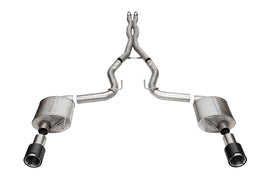 Corsa Performance 3.0 Inch Dual Rear Exit Cat-Back Exhaust System with 4.5 Inch Straight Cut Carbon Fiber Tips Sport Sound Level 24-25 Ford Mustang GT (21255CF)