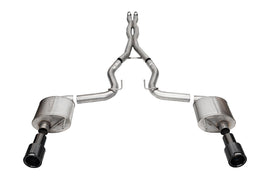 Corsa Performance 3.0 Inch Dual Rear Exit Cat-Back Exhaust System with 4.5 Inch Straight Cut Carbon Fiber Black Tips Sport Sound Level 24-25 Ford Mustang GT (21255CFBLK)