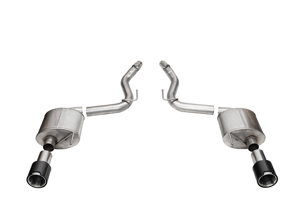 Corsa Performance 3.0 Inch Dual Rear Exit Axle-Back Exhaust System with 4.5 Inch Straight Cut Carbon Fiber Tips 24-25 Ford Mustang GT Coupe (21257CF)