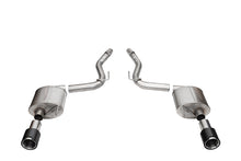 Load image into Gallery viewer, Corsa Performance 3.0 Inch Dual Rear Exit Axle-Back Exhaust System with 4.5 Inch Straight Cut Carbon Fiber Tips 24-25 Ford Mustang GT Coupe (21257CF)