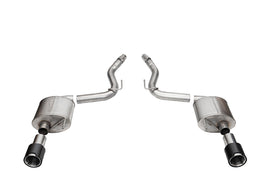 Corsa Performance 3.0 Inch Dual Rear Exit Axle-Back Exhaust System with 4.5 Inch Straight Cut Carbon Fiber Tips 24-25 Ford Mustang GT Coupe (21257CF)