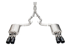 Corsa Performance 3.0 Inch Dual Rear Exit Cat-Back with Twin 4.0 Inch Black PVD Straight Cut Tips 24-25 Ford Mustang GT (21260BLK)