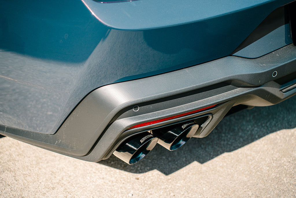 Corsa Performance 3.0 Inch Dual Rear Exit Cat-Back with Twin 4.5 Inch Black PVD Slash Pro-Series Tips 24-25 Ford Mustang Dark Horse (21265BLK)