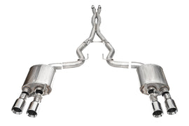 Corsa Performance 3.0 Inch Dual Rear Exit Cat-Back with Twin 4.5 Inch Polished Straight Pro-Series Tips 24-25 Ford Mustang Dark Horse (21266)