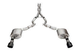 Corsa Performance 3.0 Inch Dual Rear Exit Cat-Back Exhaust System with 4.5 Inch Black PVD Pro Series Slash Tips Xtreme Sound Level 24-25 Ford Mustang GT Convertible (21270BLK)
