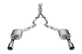 Corsa Performance 3.0 Inch Dual Rear Exit Cat-Back Exhaust System with 4.5 Inch Polished Straight Cut Tips Xtreme Sound Level 24-25 Ford Mustang GT Convertible (21271)