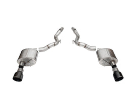 Corsa Performance 3.0 Inch Dual Rear Exit Axle-Back Exhaust System with 4.5 Inch Black PVD Pro Series Slash Tips Sport Sound Level 24-25 Ford Mustang GT Convertible (21272BLK)