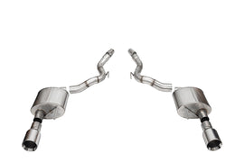Corsa Performance 3.0 Inch Dual Rear Exit Axle-Back Exhaust System with 4.5 Inch Polished Straight Cut Tips Sport Sound Level 24-25 Ford Mustang GT Convertible (21273)