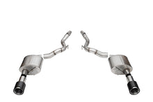 Load image into Gallery viewer, Corsa Performance 3.0 Inch Dual Rear Exit Axle-Back Exhaust System with 4.5 Inch Straight Cut Carbon Fiber Tips 24-25 Ford Mustang GT Convertible (21273CF)