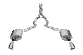 Corsa Performance 3.0 Inch Dual Rear Exit Cat-Back Exhaust System with 4.5 Inch Polished Pro Series Tips Sport Sound Level 24-25 Ford Mustang GT Convertible (21274)