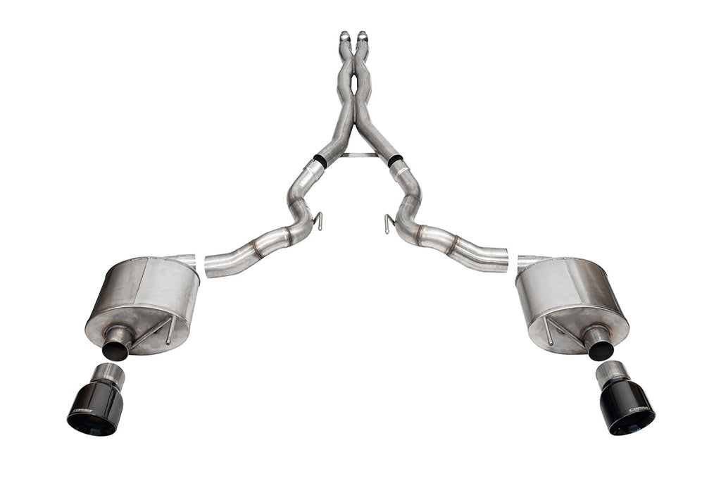 Corsa Performance 3.0 Inch Dual Rear Exit Cat-Back Exhaust System with 4.5 Inch Black PVD Pro Series Tips 24-25 Ford Mustang GT (21274BLK)