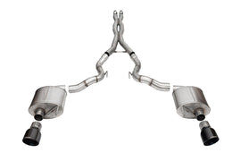 Corsa Performance 3.0 Inch Dual Rear Exit Cat-Back Exhaust System with 4.5 Inch Black PVD Pro Series Tips 24-25 Ford Mustang GT (21274BLK)