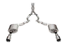 Corsa Performance 3.0 Inch Dual Rear Exit Cat-Back Exhaust System with 4.5 Inch Polished Straight Cut Tips Sport Sound Level 24-25 Ford Mustang GT Convertible (21275)