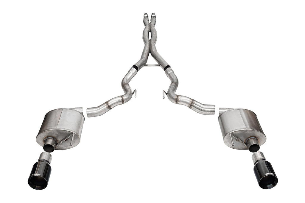 Corsa Performance 3.0 Inch Dual Rear Exit Cat-Back Exhaust System with 4.5 Inch Black PVD Straight Cut Tips 24-25 Ford Mustang GT (21275BLK)