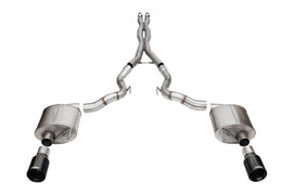 Corsa Performance 3.0 Inch Dual Rear Exit Cat-Back Exhaust System with 4.5 Inch Black PVD Straight Cut Tips 24-25 Ford Mustang GT (21275BLK)