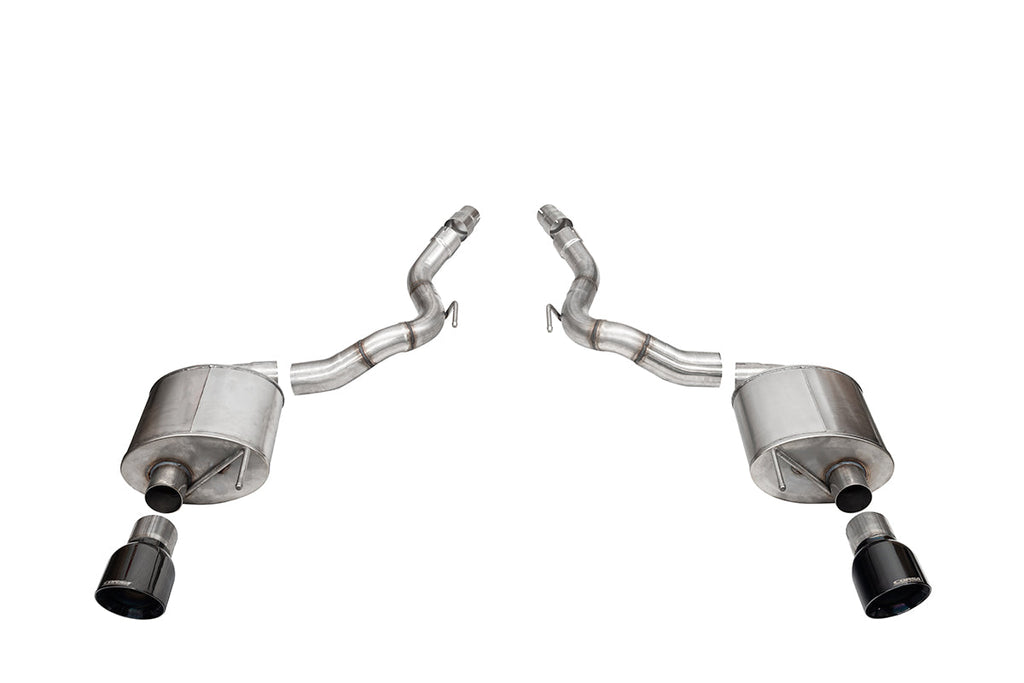 Corsa Performance 3.0 Inch Dual Rear Exit Axle-Back Exhaust System with 4.5 Inch Black PVD Pro Series Tips 24-25 Ford Mustang GT (21276BLK)
