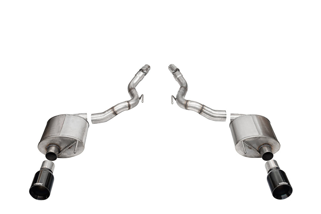 Corsa Performance 3.0 Inch Dual Rear Exit Axle-Back Exhaust System with 4.5 Inch Black PVD Straight Cut Tips Touring Sound Level 24-25 Ford Mustang GT Convertible (21277BLK)