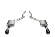 Load image into Gallery viewer, Corsa Performance 3.0 Inch Dual Rear Exit Axle-Back Exhaust System with 4.5 Inch Polished Straight Cut Carbon Fiber Tips 24-25 Ford Mustang GT (21277CF)
