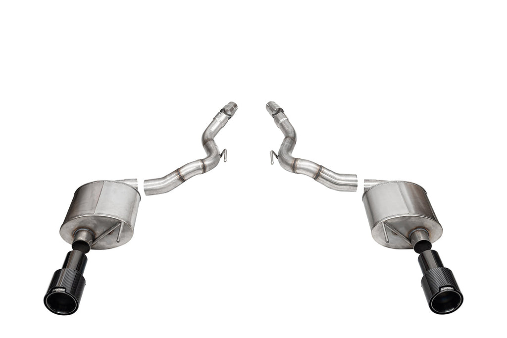 Corsa Performance 3.0 Inch Dual Rear Exit Axle-Back Exhaust System with 4.5 Inch Black PVD Straight Cut Carbon Fiber Black Tips 24-25 Ford Mustang GT (21277CFBLK)