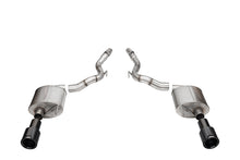 Load image into Gallery viewer, Corsa Performance 3.0 Inch Dual Rear Exit Axle-Back Exhaust System with 4.5 Inch Black PVD Straight Cut Carbon Fiber Black Tips 24-25 Ford Mustang GT (21277CFBLK)