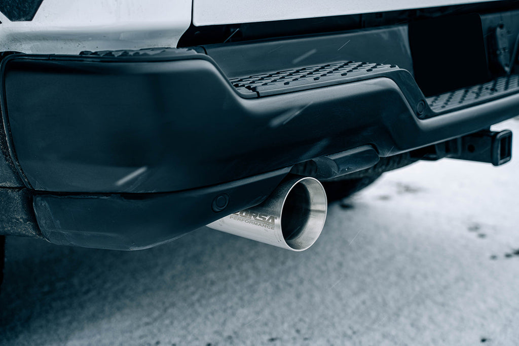 Corsa Performance 2.5 Inch Stainless Steel Sport Cat-back, RSC No Drone Technology, Dual Rear Exit with 5.0 Inch Polished Tips 25-26 RAM 1500 144.5 Inch/153.5 Inch Wheel Base (21309)