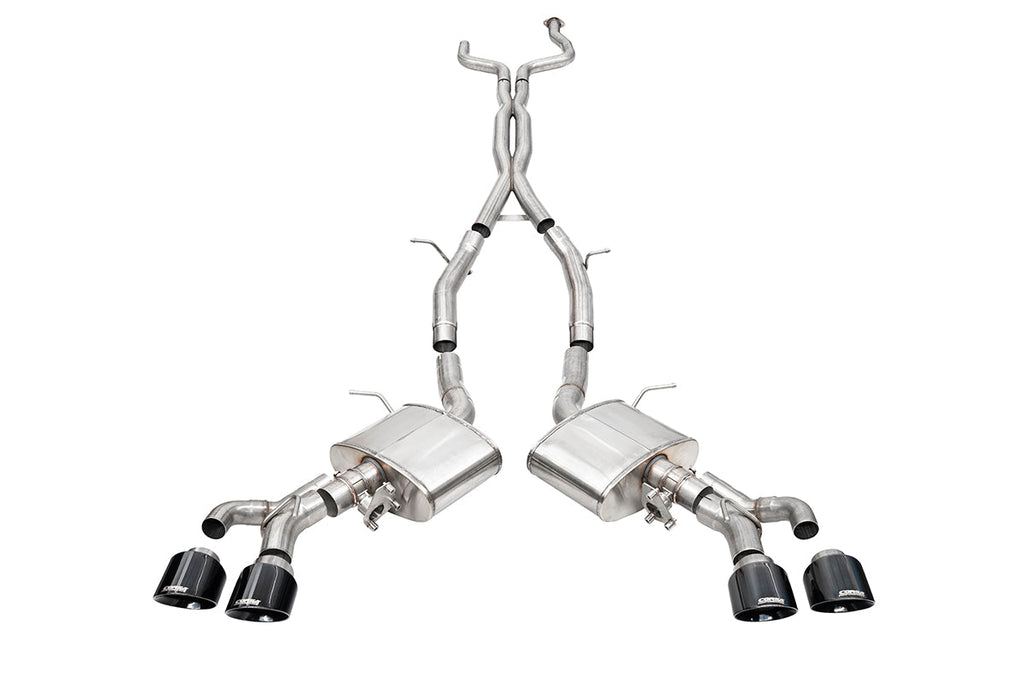 Corsa Performance 3 Inch Cat-Back Exhaust with Dual Mode Active Exhaust; Double X-Pipe, Dual Rear Exit with Twin 4.5 Inch Pro Series Black Tips 22-25 Cadillac CT4 V Blackwing (21317BLK)