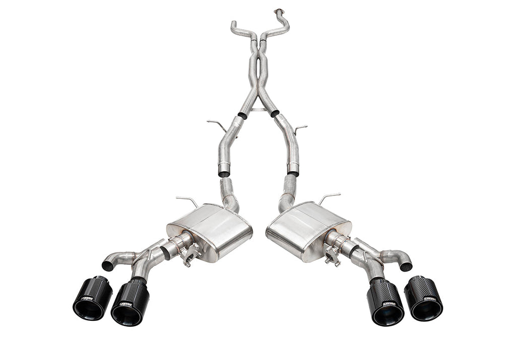 Corsa Performance 3 Inch Cat-Back Exhaust with Dual Mode Active Exhaust; Double X-Pipe, Dual Rear Exit with Twin 4.5 Inch CarbonBlack Tips 22-25 Cadillac CT4 V Blackwing (21317CFBLK)