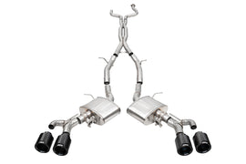 Corsa Performance 3 Inch Cat-Back Exhaust with Dual Mode Active Exhaust; Double X-Pipe, Dual Rear Exit with Twin 4.5 Inch CarbonBlack Tips 22-25 Cadillac CT4 V Blackwing (21317CFBLK)