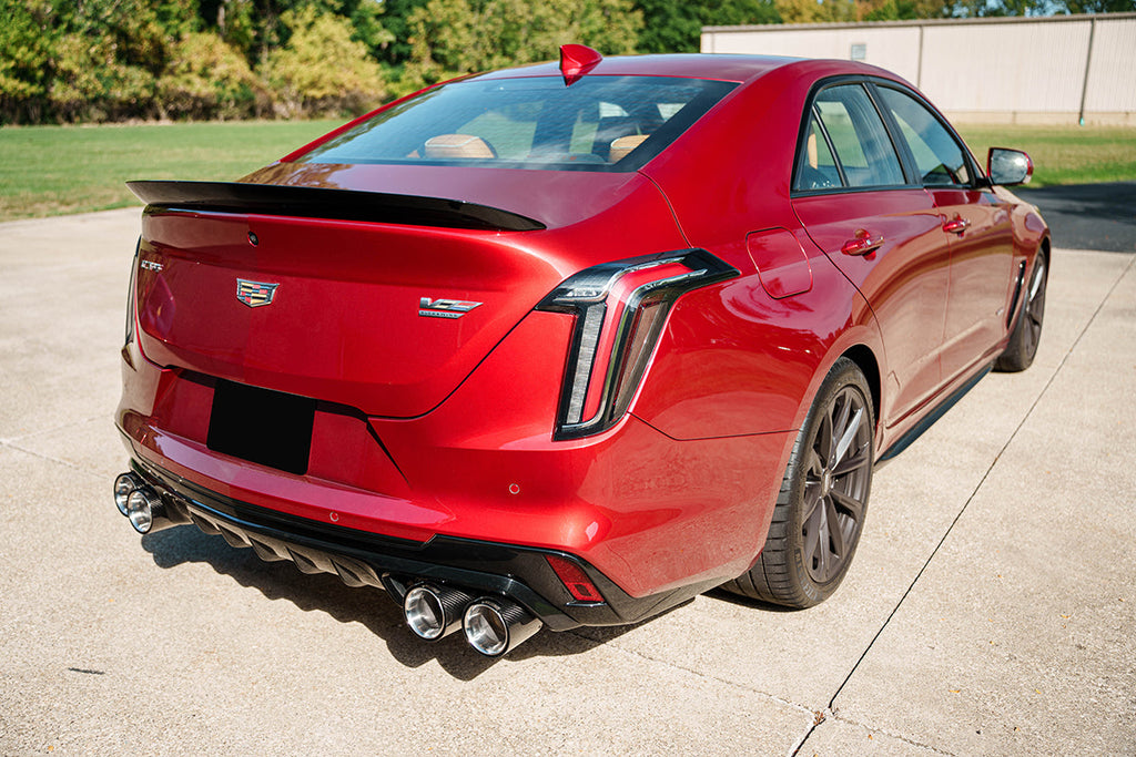 Corsa Performance 3 Inch Axle-Back Exhaust with Dual Mode Active Exhaust; Dual Rear Exit with Twin 4.5 Inch Carbon Tips 22-25 Cadillac CT4 V Blackwing (21319CF)