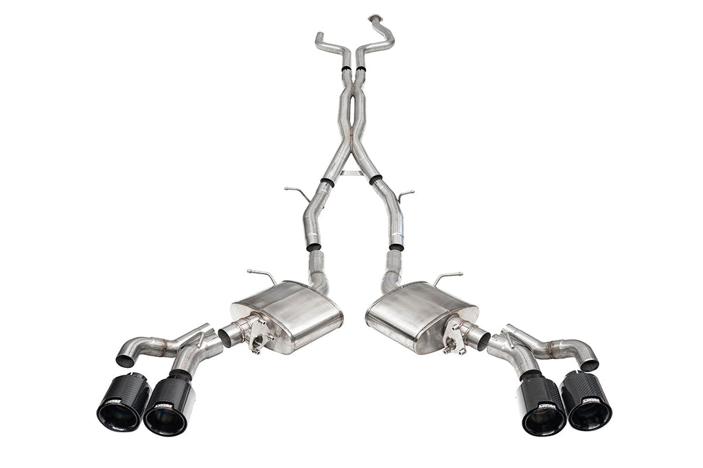 Corsa Performance 3 Inch Cat-Back Exhaust with Dual Mode Active Exhaust; Double X-Pipe, Dual Rear Exit with Twin 4.5 Inch CarbonBlack Tips 22-25 Cadillac CT5 V Blackwing (21320CFBLK)