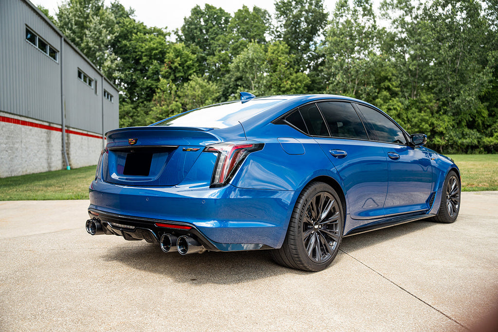 Corsa Performance 3 Inch Axle-Back Exhaust with Dual Mode Active Exhaust; Dual Rear Exit with Twin 4.5 Inch CarbonBlack Tips 22-25 Cadillac CT5 V Blackwing (21322CFBLK)
