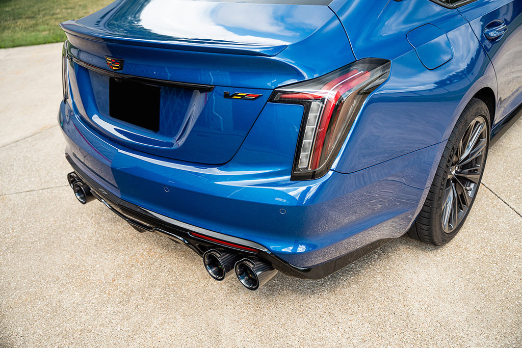 Corsa Performance 3 Inch Axle-Back Exhaust with Dual Mode Active Exhaust; Dual Rear Exit with Twin 4.5 Inch CarbonBlack Tips 22-25 Cadillac CT5 V Blackwing (21322CFBLK)