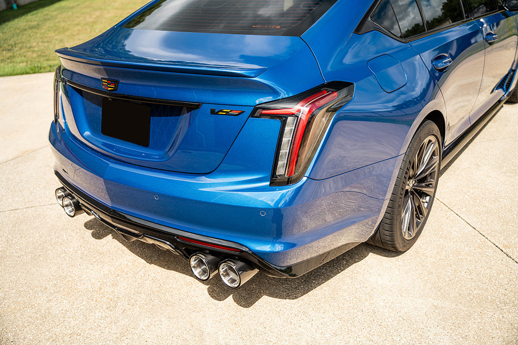 Corsa Performance 3 Inch Axle-Back Exhaust with Dual Mode Active Exhaust; Dual Rear Exit with Twin 4.5 Inch Carbon Tips 22-25 Cadillac CT5 V Blackwing (21322CF)