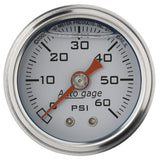 AutoMeter AutoGage 1.5in Liquid Filled Mechanical 0-60 PSI Fuel Pressure Gauge - White (2176)