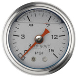 AutoMeter AutoGage 1.5in Liquid Filled Mechanical 0-15 PSI Fuel Pressure Gauge - Silver (2178)