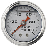 AutoMeter AutoGage 1.5in Liquid Filled Mechanical 0-100 PSI Fuel Pressure Gauge - Silver (2180)