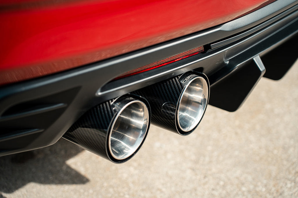 Corsa Performance Quad 4.5 Inch Carbon Fiber Polished Tip Kit 16-24 Chevrolet Camaro SS/16-24 Chevrolet Camaro ZL1 (21835CF)