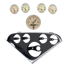Load image into Gallery viewer, AutoMeter Antique Beige Direct Fit Dash Kit 55-56 Chevrolet (1 x 3-3/8in. / 4 x 2-1/16in.) (2207-02)