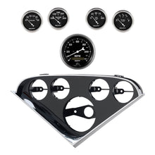 Load image into Gallery viewer, AutoMeter Old Tyme Black Direct Fit Dash Kit 55-56 Chevrolet (1 x 3-3/8in. / 4 x 2-1/16in.) (2207-07)