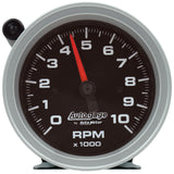 AutoMeter Tachometer Gauge 10K RPM 3 3/4in Pedestal w/Ext. Shift-Light - Black Dial/Black Case (233908)