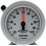 AutoMeter Tachometer Gauge 10K RPM 3 3/4in Pedestal w/Ext. Shift-Light - Silver Dial/Black Case (233909)