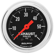 Load image into Gallery viewer, AutoMeter Gauge Exhaust Pressure 2-1/16in. 60 PSI Mechanical Traditional Chrome (2415)